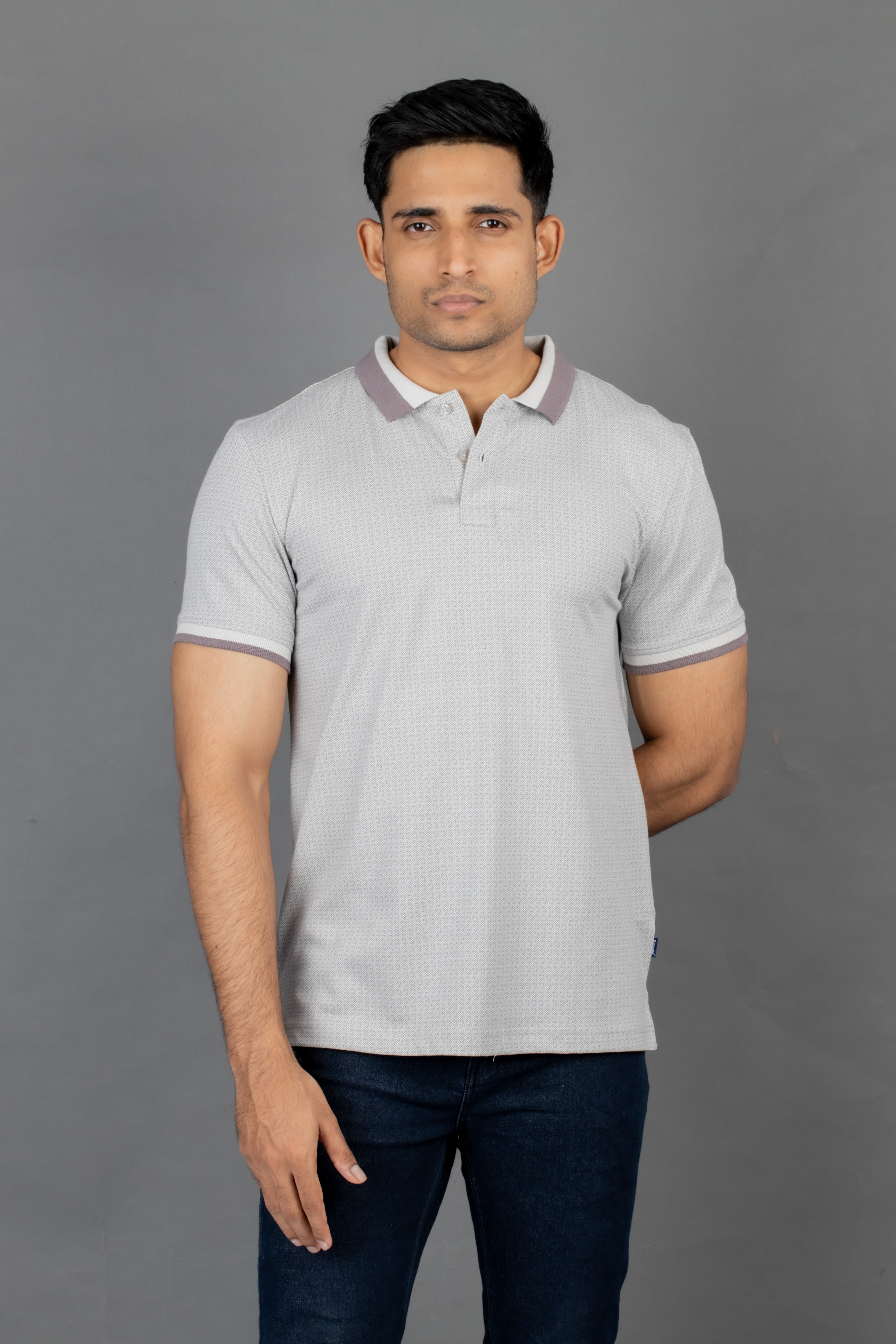 Polo Printed Slim Fit-Drizzle