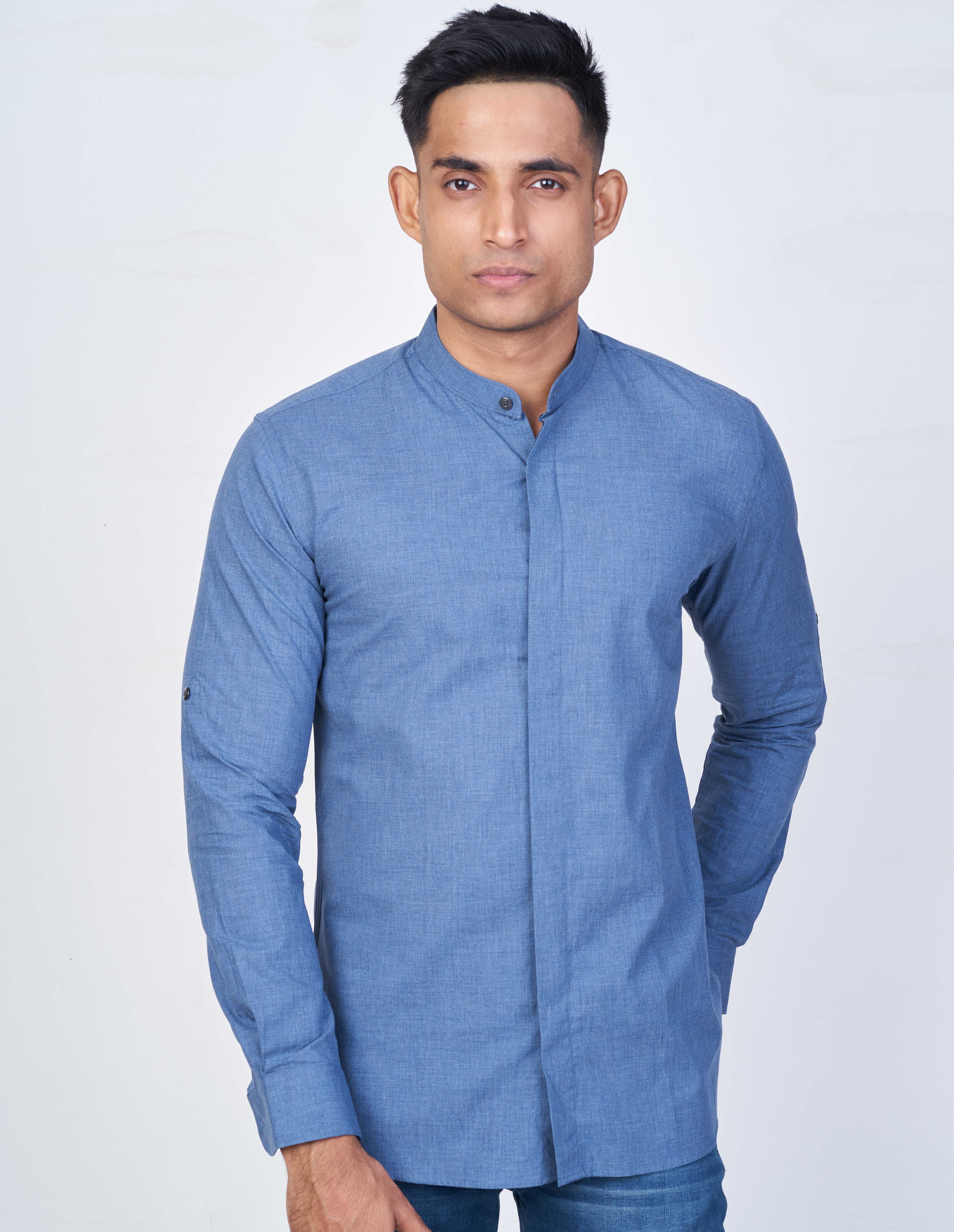 Emerald Active Plain Slim Fit-Blue